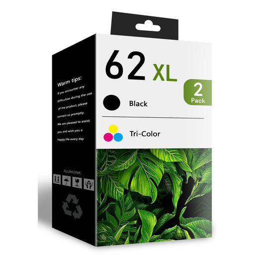 62XL 2 Pack Black/Tri-Color Ink Cartridge Replacement for HP Envy 7640 5660 5540 5640 5642 7645 5549 Printer