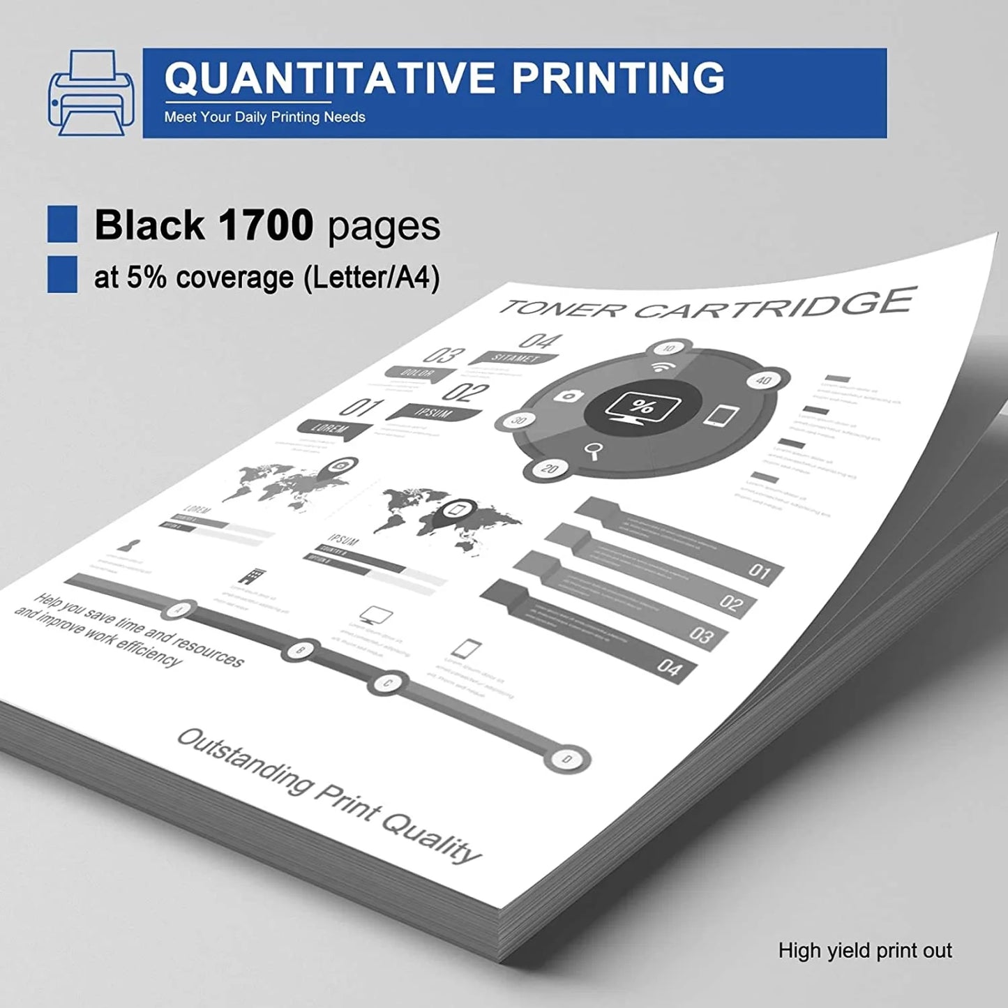 TN420 Toner Cartridge High Yield Replacement for Brother TN-420 HL-2270DW Printer Toner 1 Black